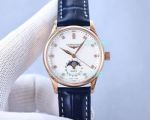 Replica Longines Moonphase White Dial Rose Gold Case Ladies Watch 34mm